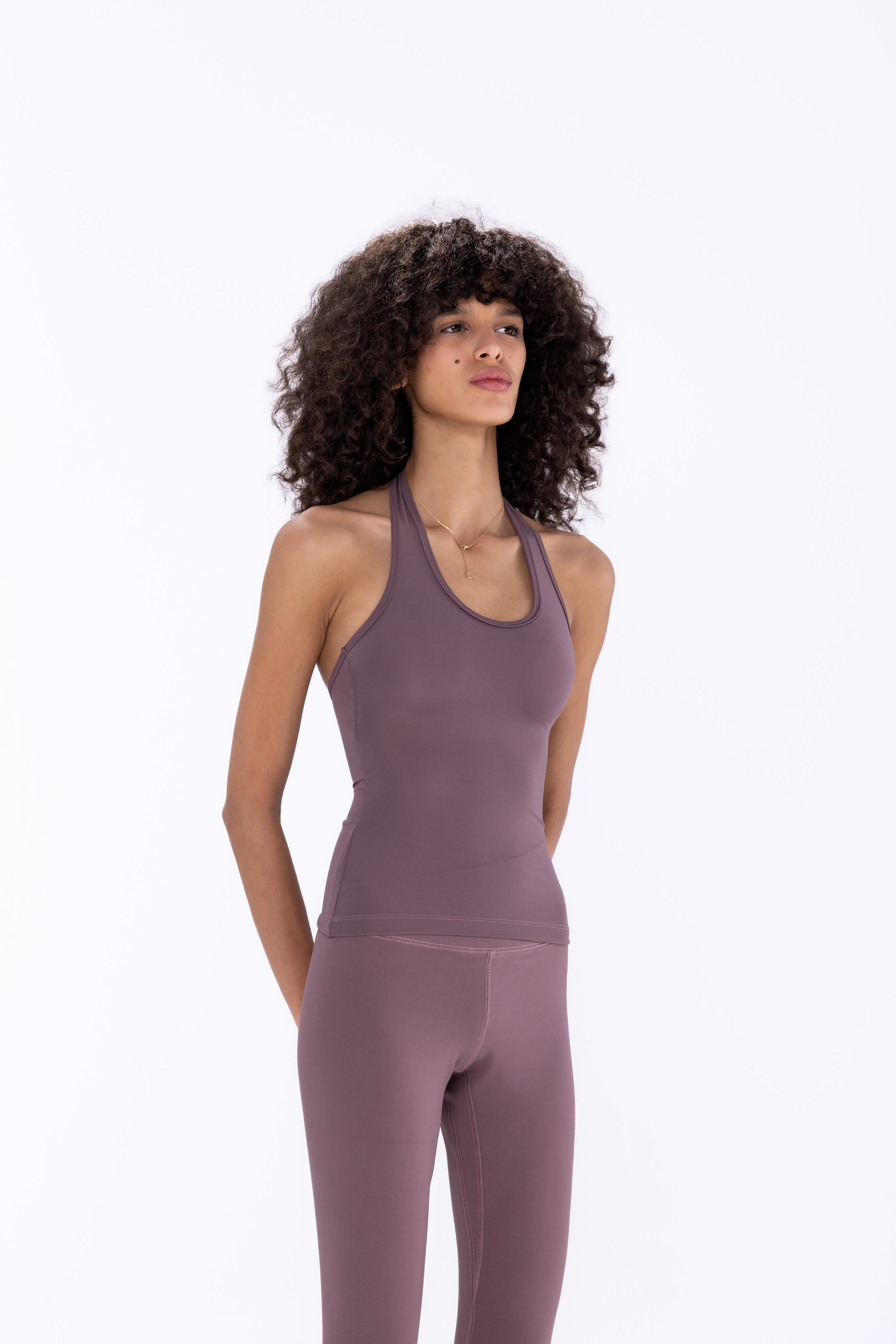 Compression Halter Top in Dusty Mauve