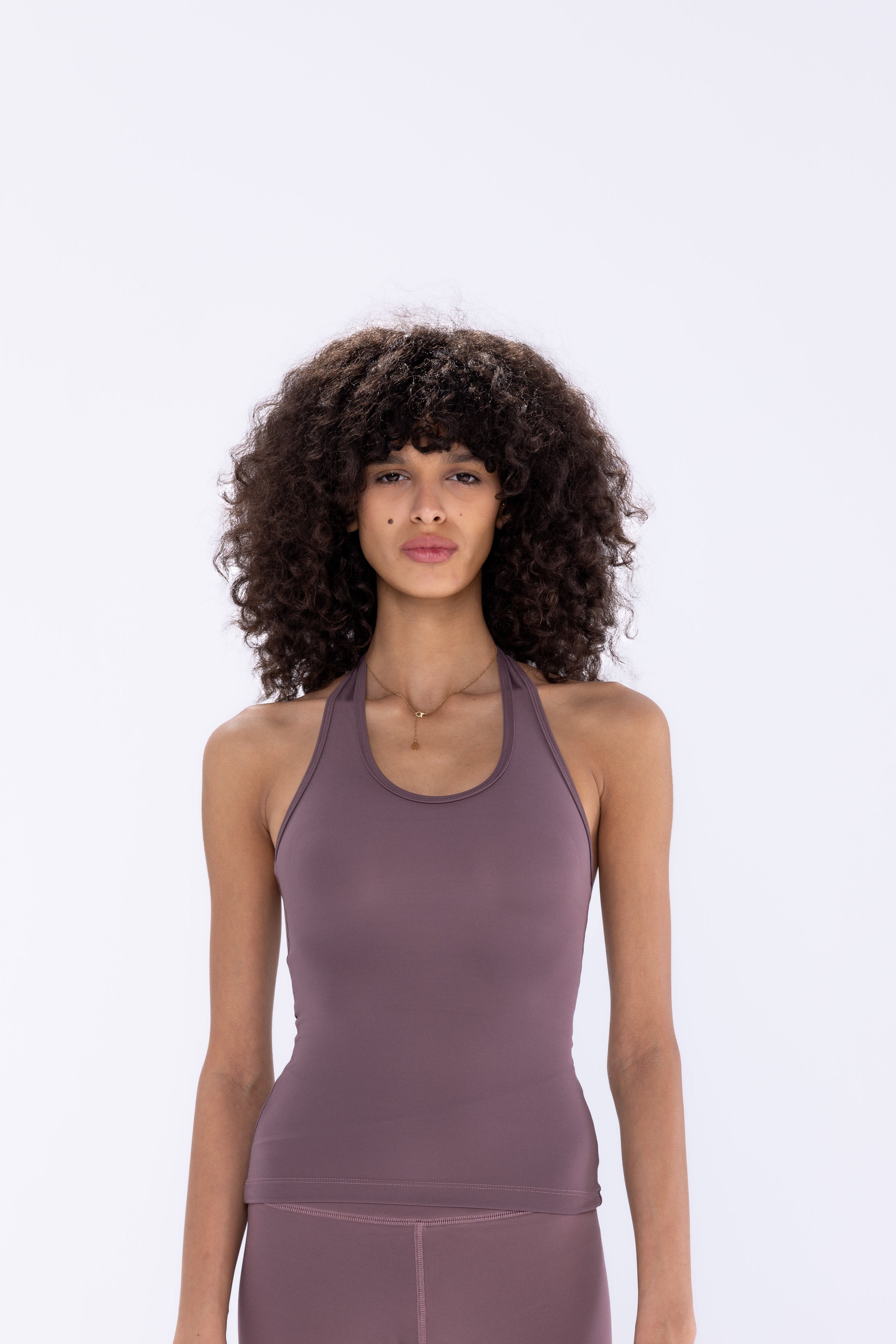 Compression Halter Top in Dusty Mauve