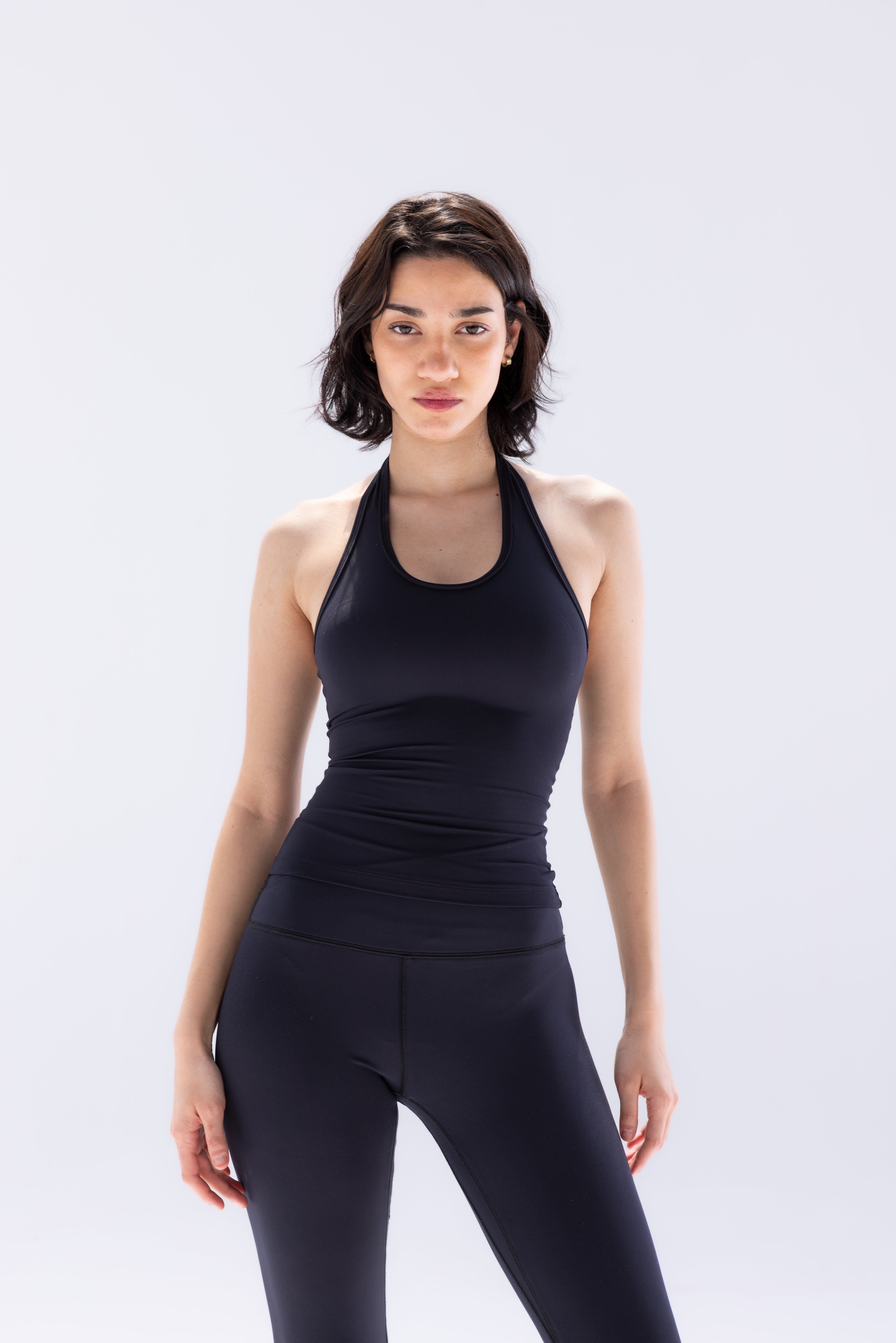 Compression Halter Top in Black