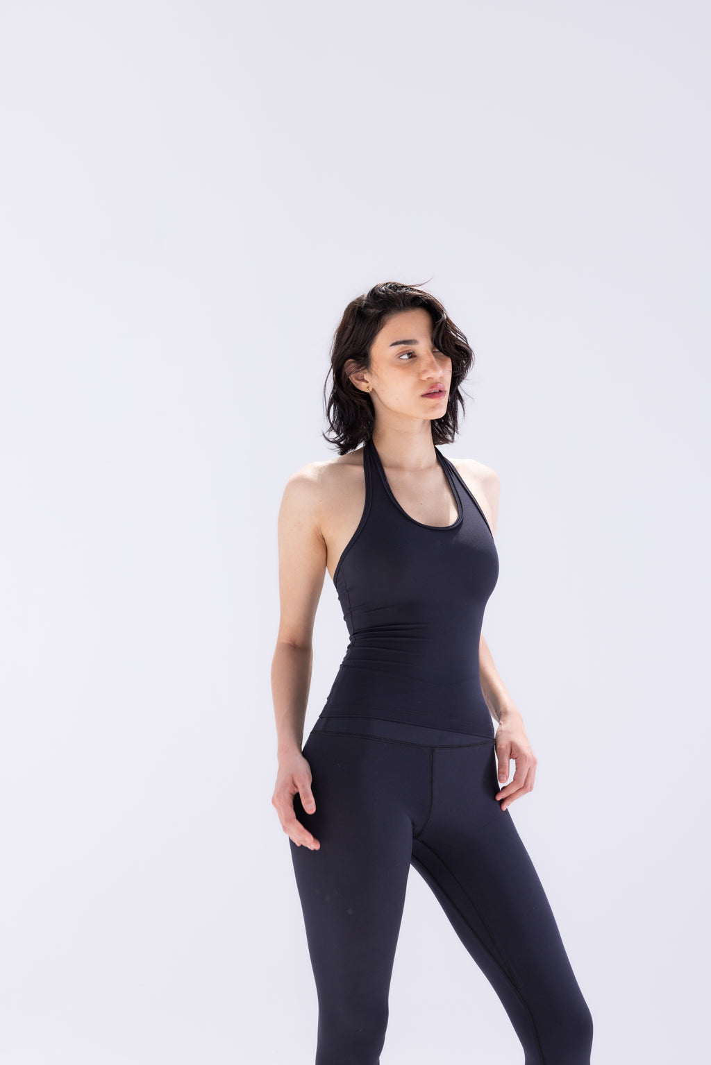Compression Halter Top in Black