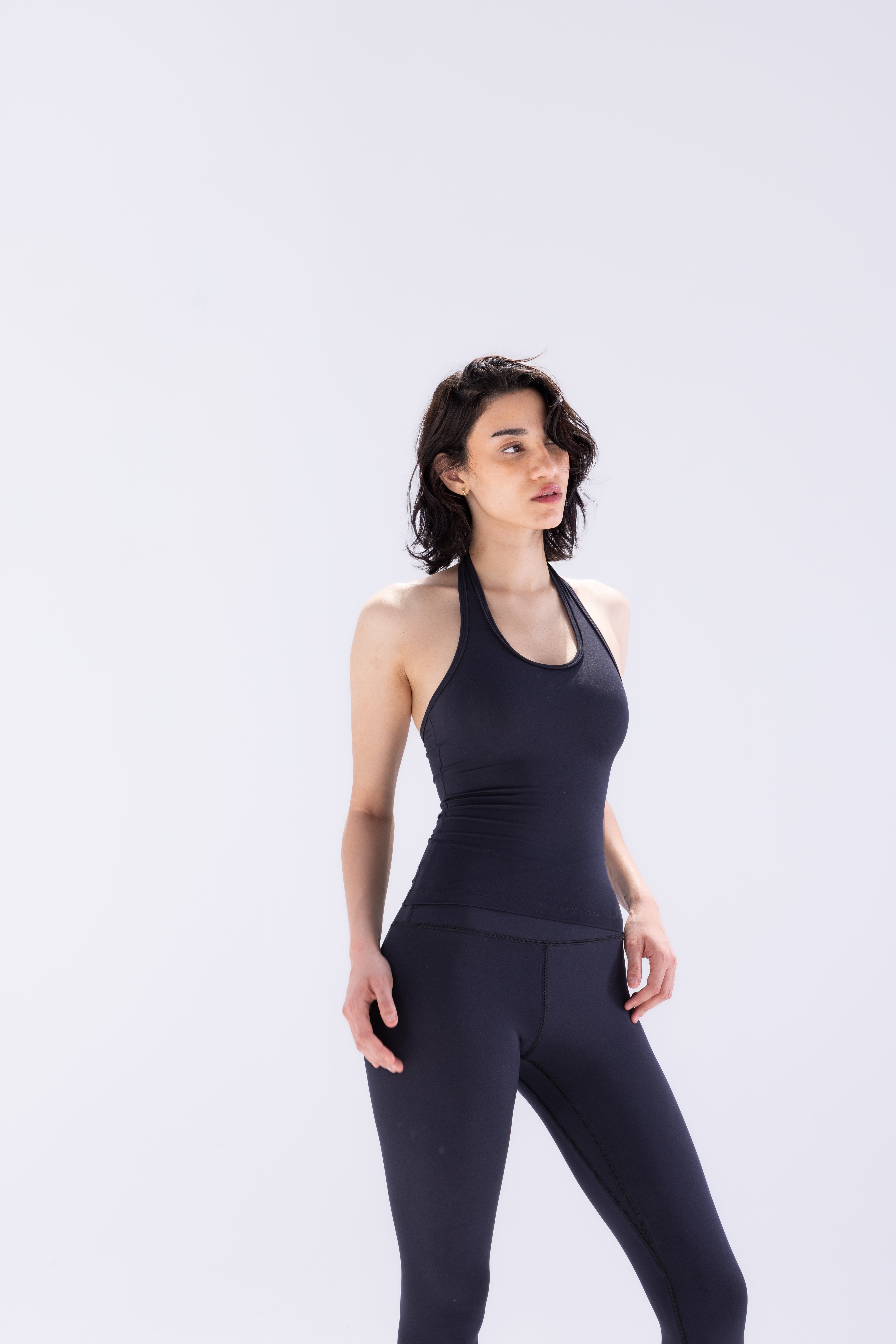 Compression Halter Top in Black